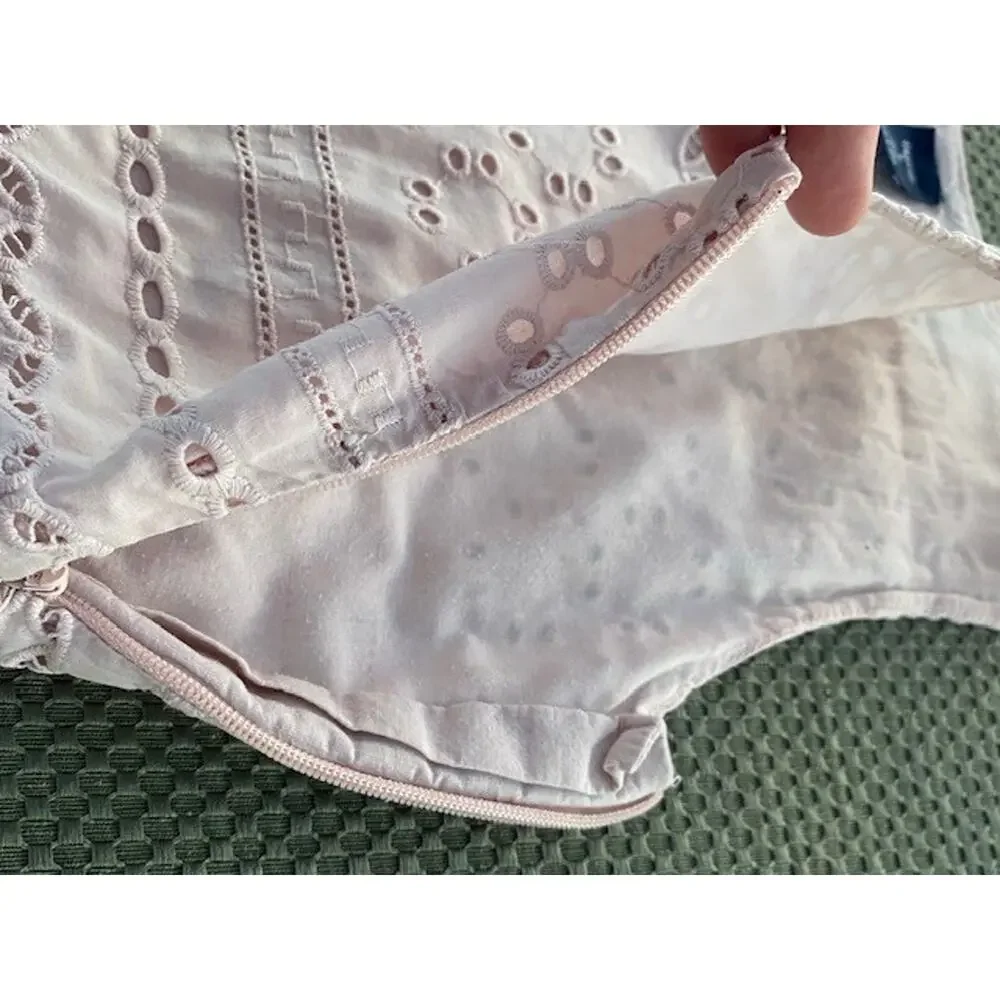 Gap Kids Girls Eyelet Dress Pink Cameo Sleeveless Cotton Size S 6-7 Regular